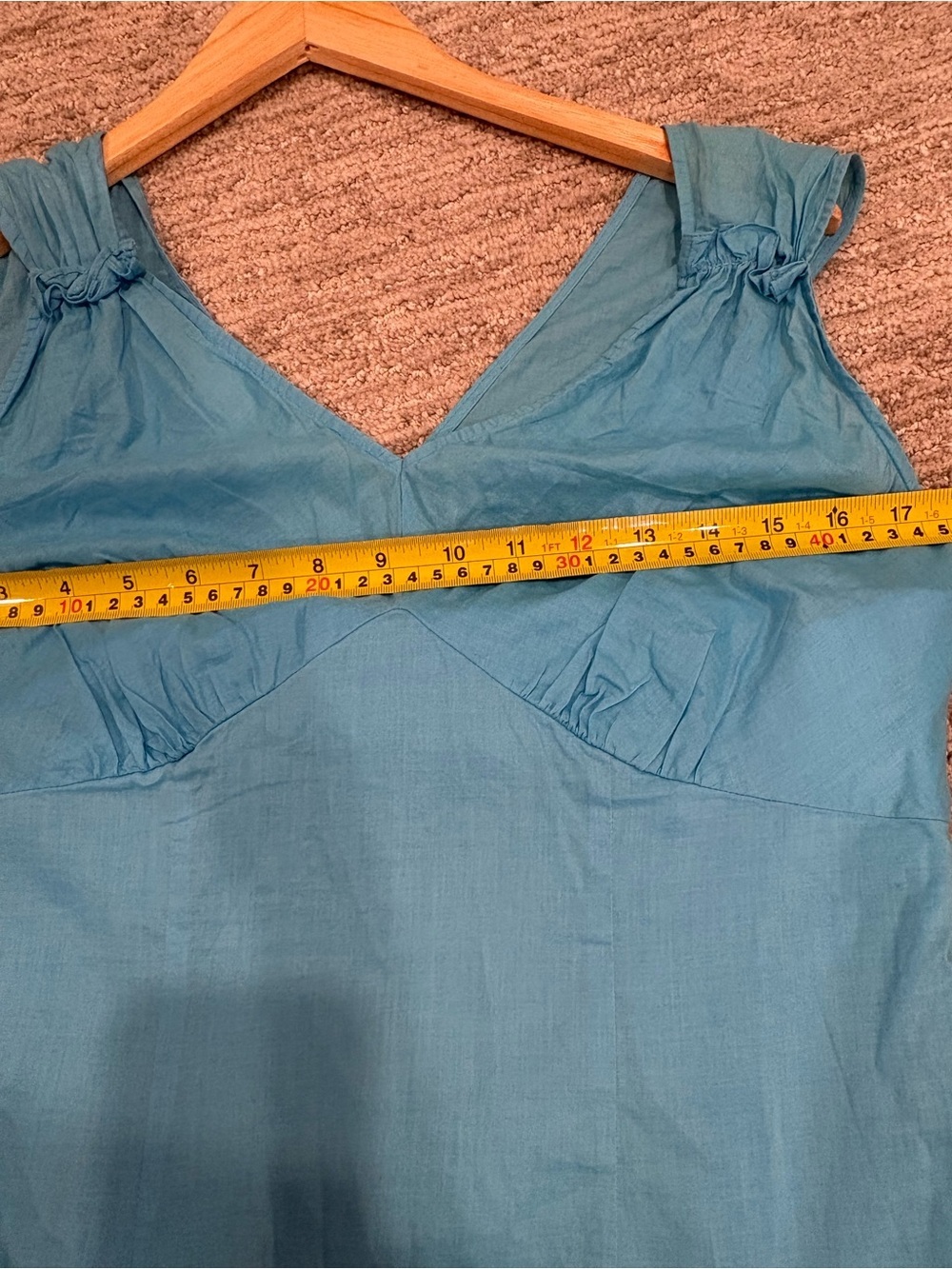 Bandolino Bright Blue Sleeveless V-Neck Midi Dress Lace Tiered Hem Coastal - Picture 7 of 9
